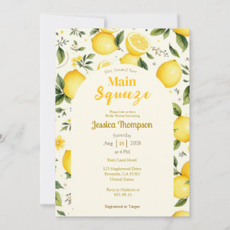 Rustic Main Squeeze lemon modern bridal shower Invitation
