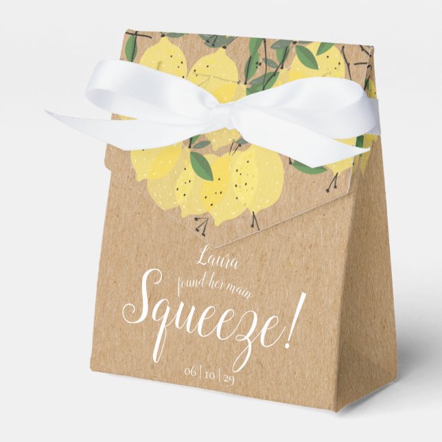 Rustic Main Squeeze Lemons Bridal Shower  Favor Boxes (Front Side)