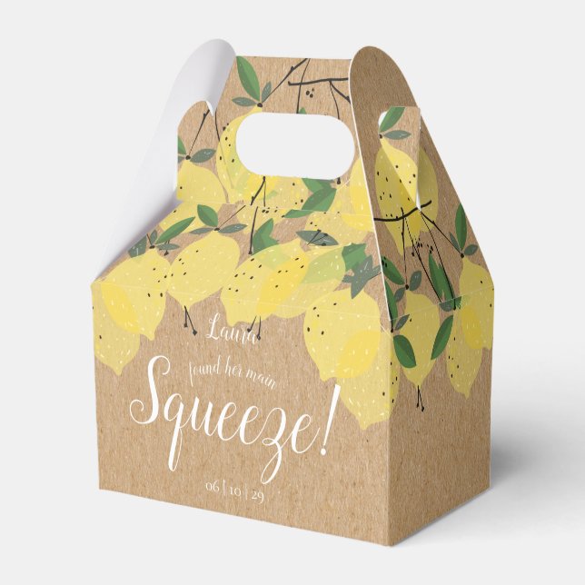 Rustic Main Squeeze Lemons Bridal Shower  Favor Boxes (Front Side)