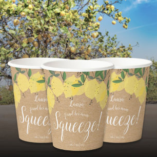 Rustic Main Squeeze Lemons Bridal Shower Paper Cups
