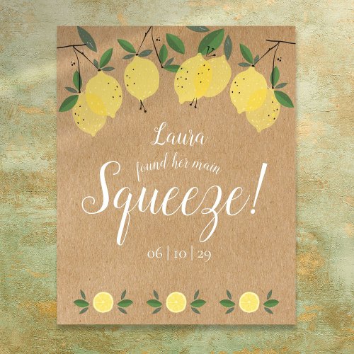 Rustic Main Squeeze Lemons Bridal Shower Poster