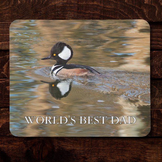 Rustic Male Duck World's Best Dad Custom Text Mouse Pad (For the bird loving dad, this mousepad with custom text is a great Father's Day gift. )