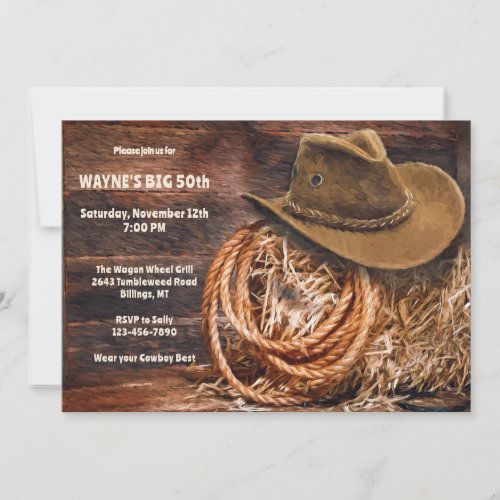 Rustic Male Western Invitation