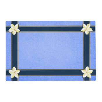 Rustic Malibu Blue Gold And White Floral Two Sided Placemat by sunnymars at Zazzle
