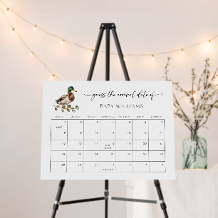 Rustic Mallard Duck Baby Shower Due Date Calendar Foam Board
