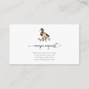 Rustic Mallard Duck Baby Shower Recipe Request Enclosure Card