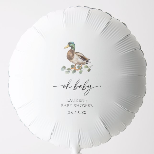 Rustic Mallard Duck Oh Baby Baby Shower Balloon (Front)