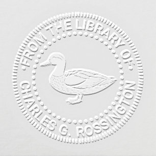 Rustic Mallard Duck Standing Library Book Name Embosser