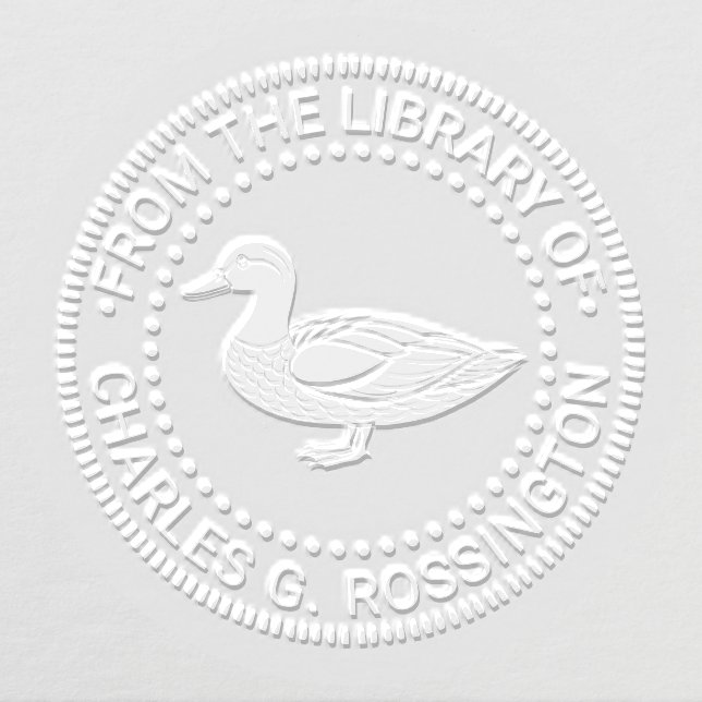 Rustic Mallard Duck Standing Library Book Name Embosser (Design)