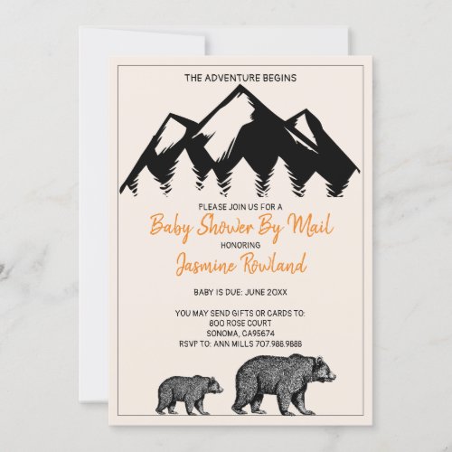 Rustic Mama and Baby Bear Baby Shower Invitation