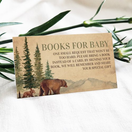 Rustic Mama  Baby Bear Book Request Enclosure Card