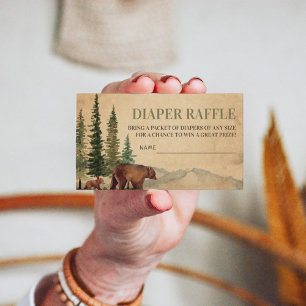 Rustic Mama & Baby Bear Diaper Raffle Enclosure Card