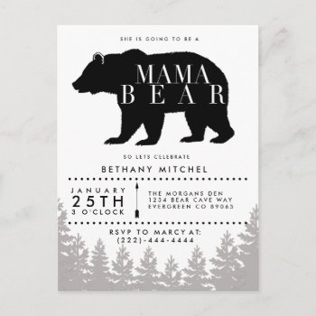 Rustic Mama Bear | Baby Shower Invitation Postcard by RedefinedDesigns at Zazzle