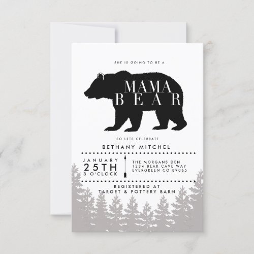 Rustic Mama Bear  Baby Shower Invite