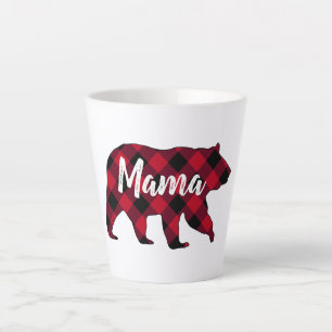 Rustic Mama Bear Red Buffalo Plaid Latte Mug