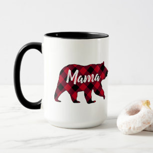 Rustic Mama Bear Red Buffalo Plaid Mug