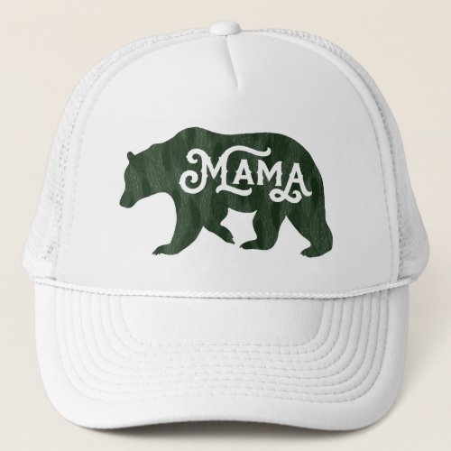 Rustic Mama Bear Silhouette Typography Trucker Hat
