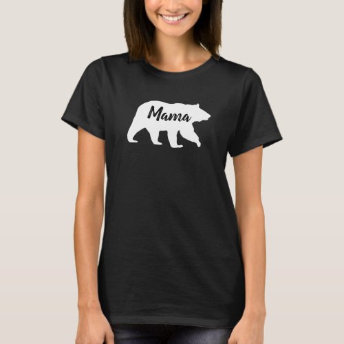 Rustic Mama Bear White Typography T_Shirt