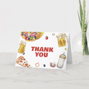 Rustic Mama Mia Pizza Beer Pacifier Baby Shower Letterpress Thank You Card