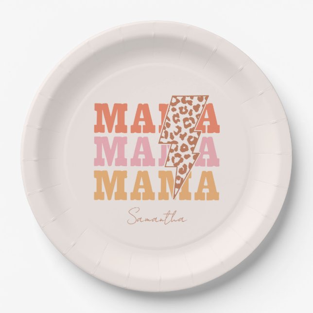 Rustic "Mama" Repeat Paper Plates (Front)