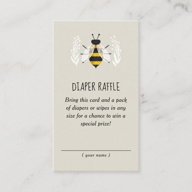 Rustic Mama to Bee Baby Shower Diaper Raffle Enclosure Card (Front)