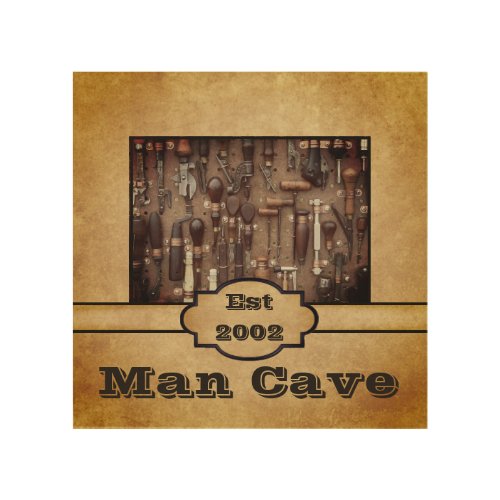 Rustic Man Cave Vintage Woodworking Tools  Gadgets Wood Wall Art