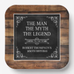 Rustic Man Myth Legend 100th Birthday Black  Paper Plates