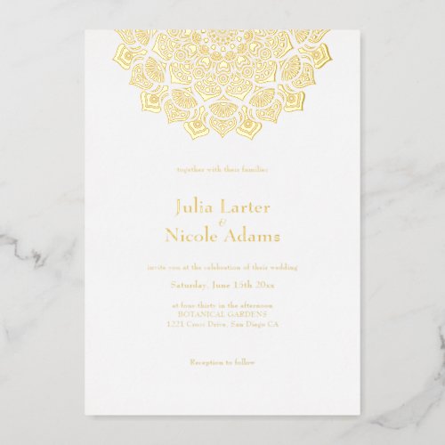 Rustic Mandala Wedding Foil Invitation