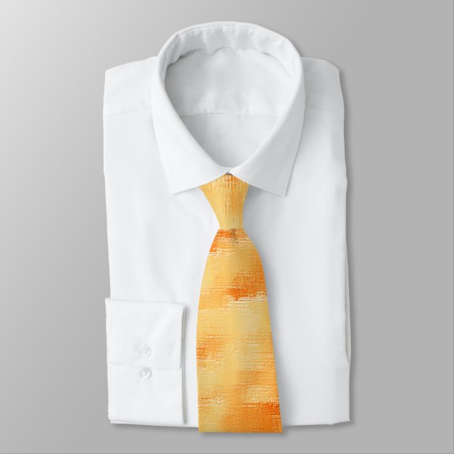 Rustic mango yellow like textured painting neck tie (Tied)