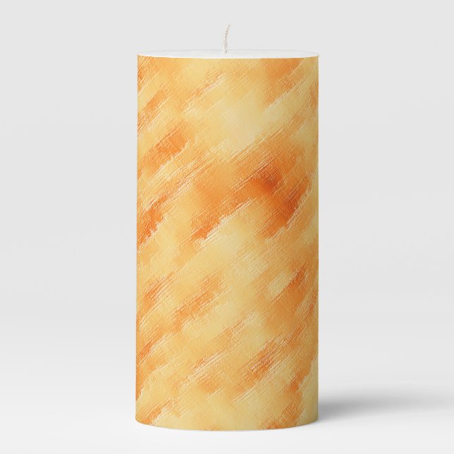 Rustic mango yellow like textured painting pillar candle (Front)