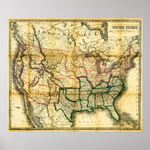 RUSTIC MAP of 1861 UNITED STATES Poster | Zazzle