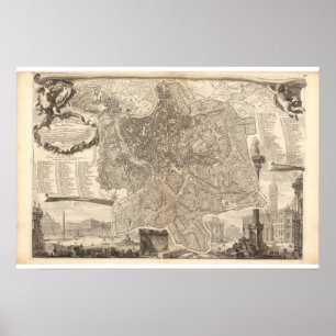 Rustic Map of Ancient Rome Italy Giovanni Battista Poster