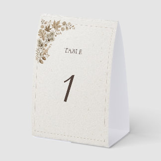 Rustic Maple Acorn Table Number 1 Card Paper Table Tent