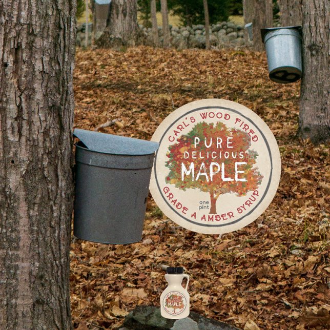 RUSTIC MAPLE autumn colors maple syrup kraft label (Creator Uploaded)