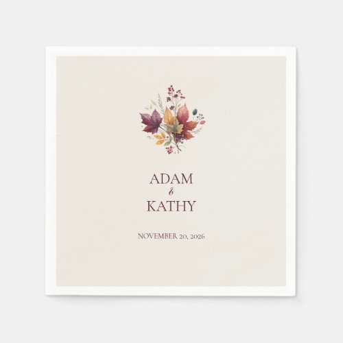 Rustic Maple Leaf Fall Wedding Napkin