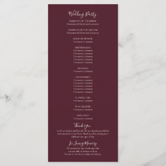 Rustic Maple Leaf Fall Wedding Program