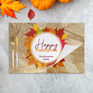 Rustic Maple Leaf Wreath Thanksgiving Placemat