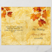 Rustic maple leaves fall  bi fold Wedding program