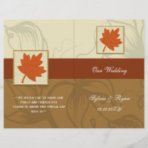 Rustic maple leaves fall  bi fold Wedding program