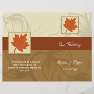 Rustic maple leaves fall bi fold Wedding program