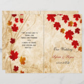 Rustic maple leaves fall  bi fold Wedding program (Front/Back)