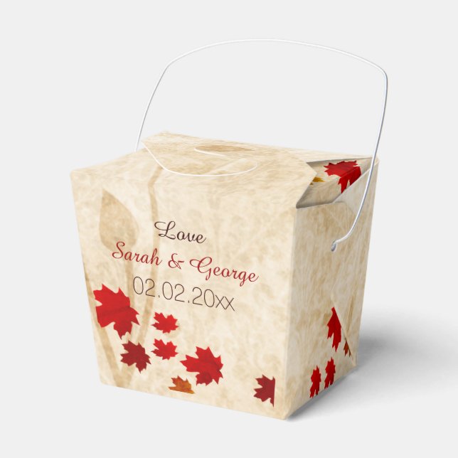 Rustic Maple Leaves Fall wedding favor boxes (Front Side)