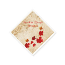 Rustic Maple Leaves, Fall wedding Paper napkins