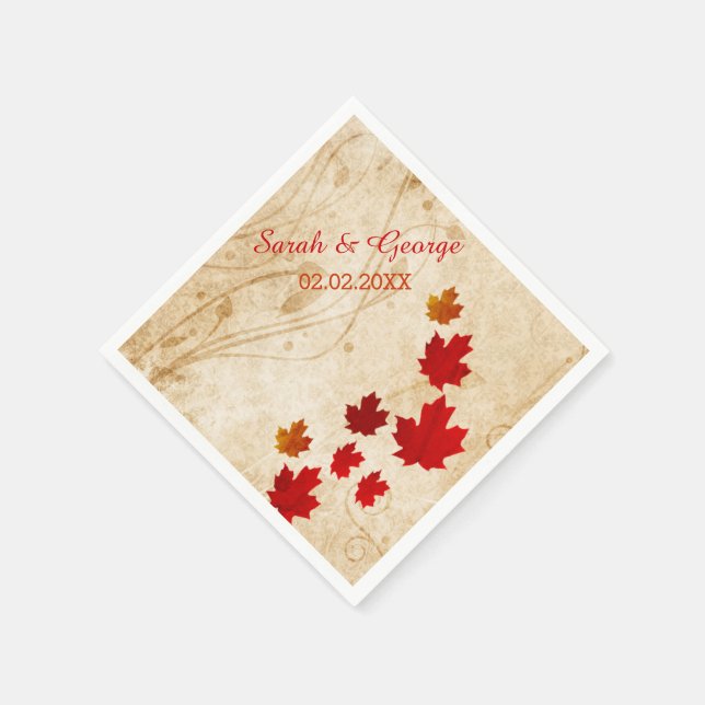Rustic Maple Leaves, Fall wedding Paper napkins (Corner)