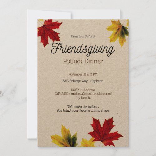 Rustic maple leaves _ Friendsgiving Invitation