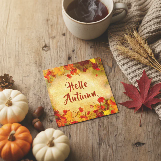 Rustic Maple Leaves Seasonal Greeting Card | Zazzle