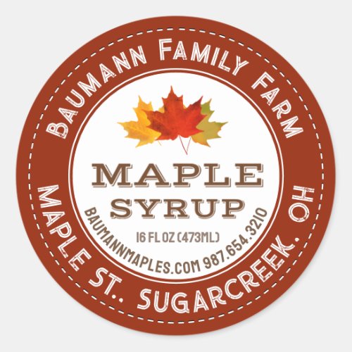 Rustic Maple Syrup Label Colorful Maple Leaves 