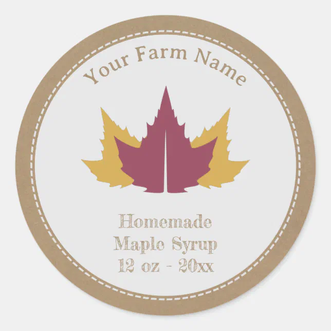 Rustic Maple Syrup Label Sticker Zazzle