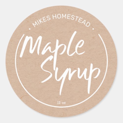 Rustic Maple Syrup Label White Kraft