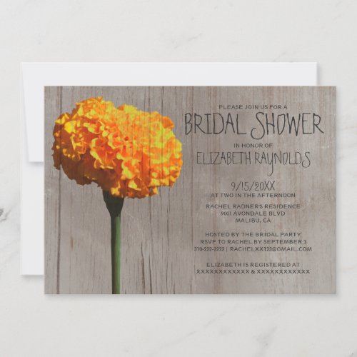 Rustic Marigold Bridal Shower Invitations